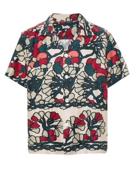 Bode Gray Abstract-Pattern Linen Shirt for men
