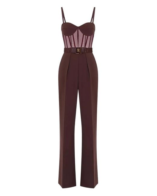 Elisabetta Franchi Tulle-detail Belted Jumpsuit Purple