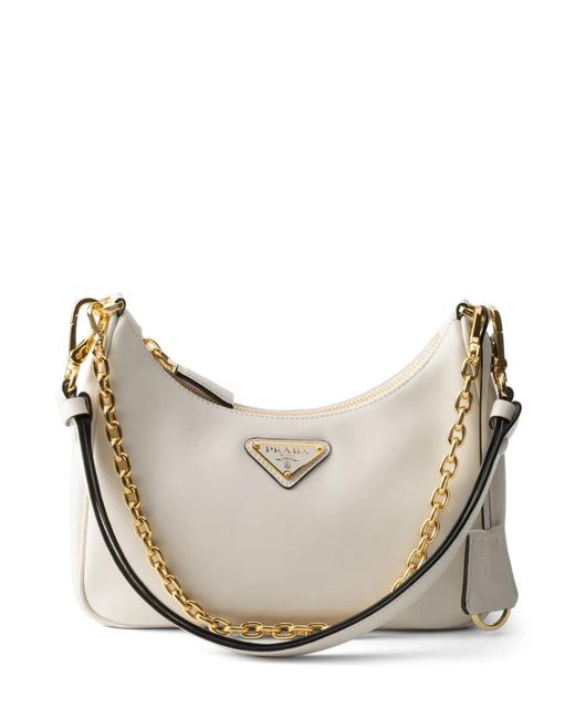 Bolso De Hombro Re-Edition Mini Prada de color White