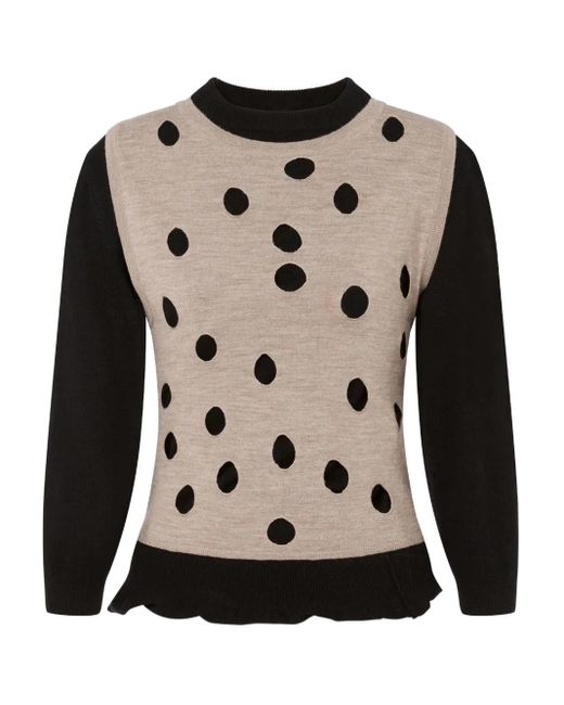 Moschino Black Polka-Dot Ruffled Sweater