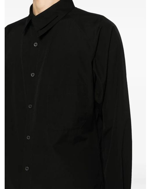 Yohji Yamamoto Black Asymmetric-Collar Cotton Shirt for men