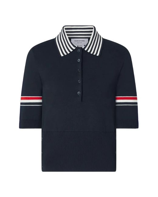 Thom Browne Blue Rwb Stripe Lobster-Jacquard Polo Shirt