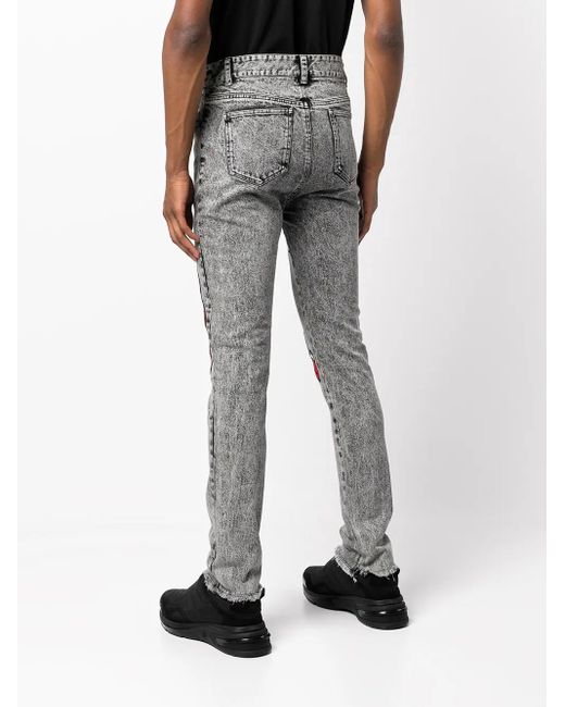 Haculla Gray Fang Lip-Print Skinny-Fit Jeans for men