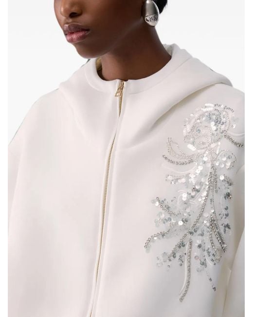 Liu Jo White Oversized Jacket With Jewel Embroidery