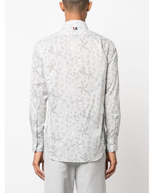 Thom Browne Hemd mit Print in White für Herren