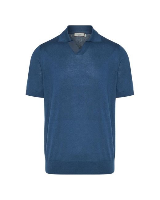 Canali Blue Collar Polo Shirt for men