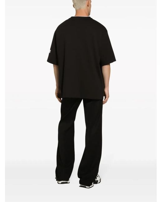 Dolce & Gabbana Black Short-Sleeved T-Shirt With Dg Logo Patch for men