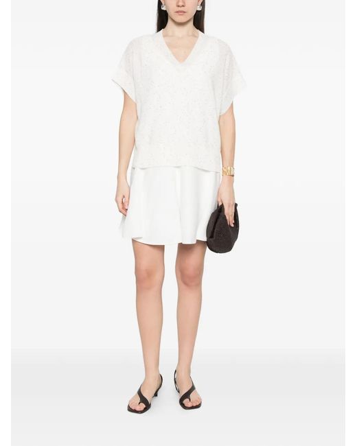 Antonelli White V-Neck Top