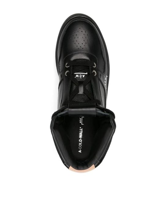 A_COLD_WALL* Black Logo-Print Leather High-Top Sneakers for men