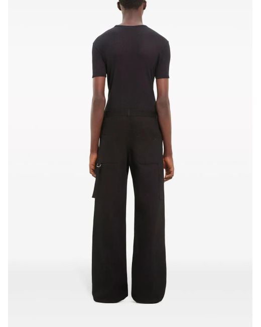 Courreges Black Sailor Wide-Leg Cotton Trousers for men
