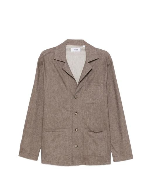 VELA SHOP Brown Patch-Pocket Long-Sleeve Shirt for men