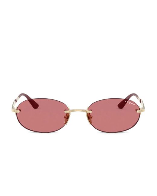 Vogue Eyewear Pink Rimless Oval-Frame Sunglasses