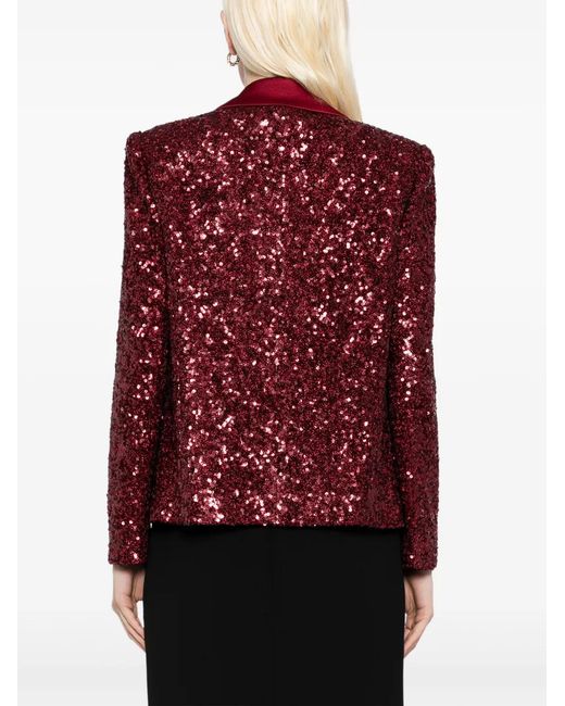 Alice + Olivia Red Devyn Sequin-Embellished Tulle Blazer