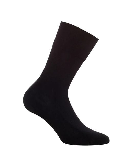 Wolford Black Cotton Velvet Socks for men