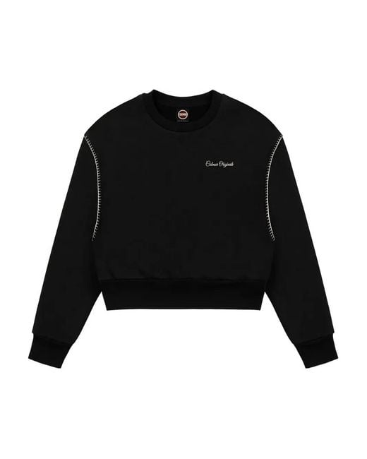 Colmar Black Cropped Topstitching Sweatshirt