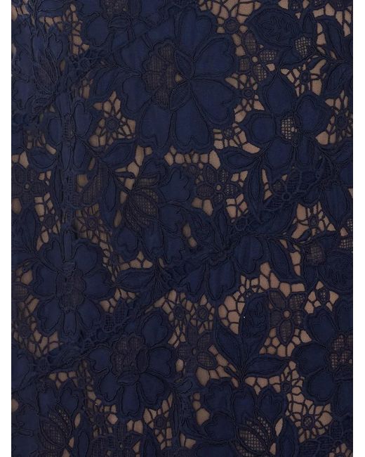 Self-Portrait Blue Spiral Laced Midi Dress