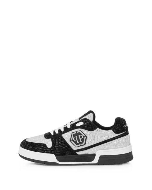 Philipp Plein White Low-Top Sneakers P-Force 78 Strass