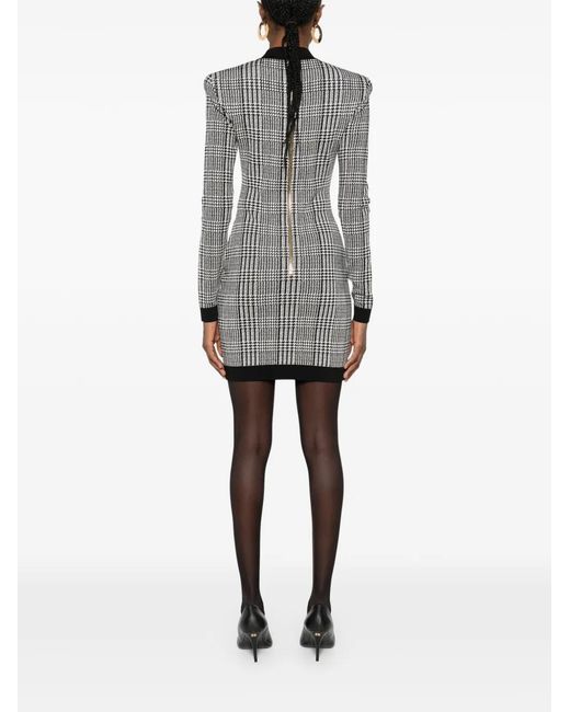 Balmain Gray Button-Embellishment Mini Dress