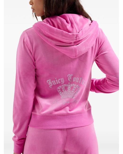 Juicy Couture Pink Gothic Crown Velour Hoodie