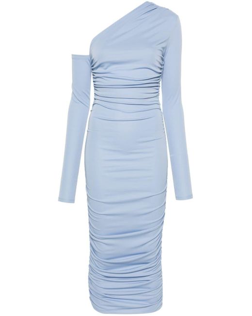 ANDAMANE Blue Olimpia One-shoulder Midi Dress