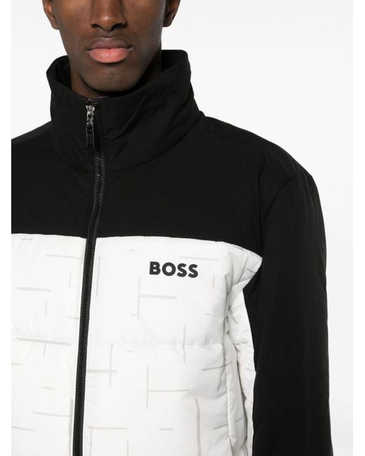 BOSS by HUGO BOSS Gefütterte Jacke mit Logo-Print in Schwarz für Herren |  Lyst AT