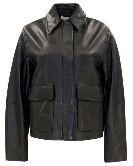 Vince Black Long-sleeve Leather Jacket