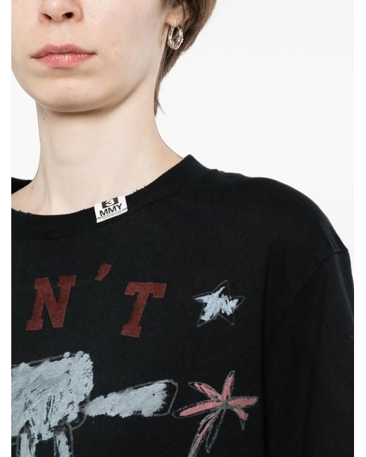 Maison Mihara Yasuhiro Black Graphic-Print T-Shirt