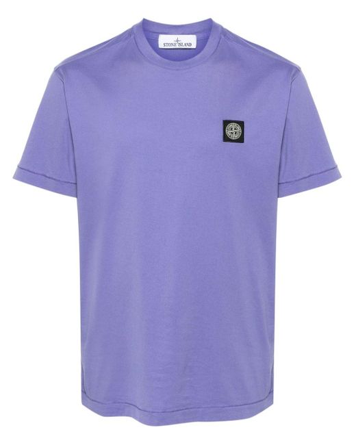 Stone Island Purple Cotton Jersey T-Shirt for men