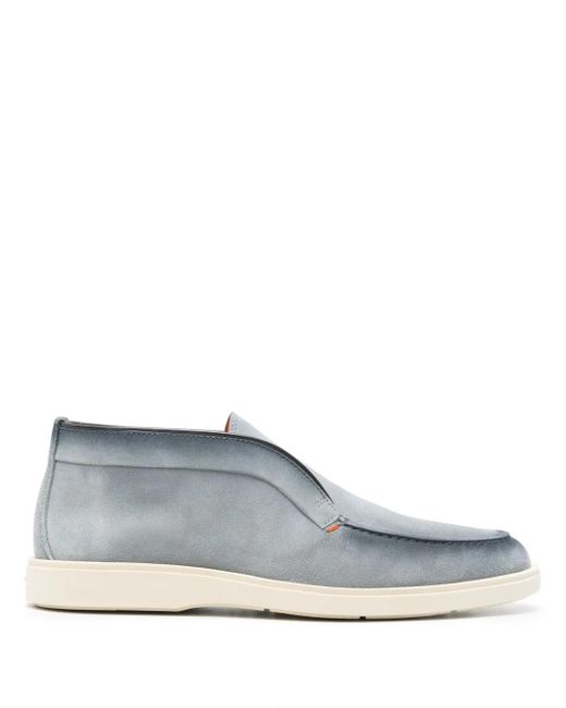 Santoni Blue Gradient Suede Desert Boots for men