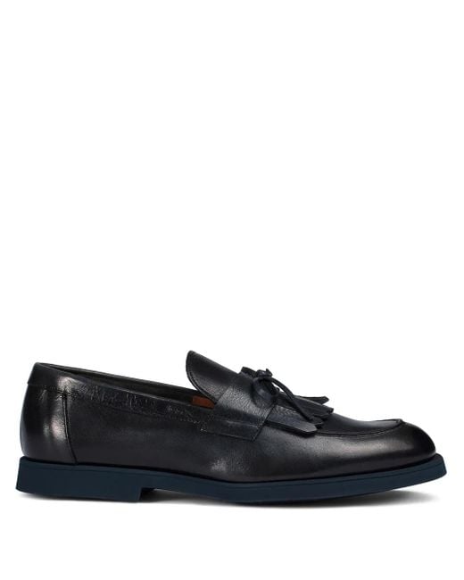 Doucal's Black Fringed Leather Loafers for men
