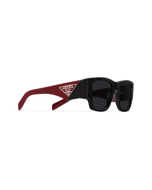 Prada Black Triangle Logo Square-Frame Sunglasses for men