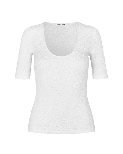 Samsøe & Samsøe White Sia Textured T-Shirt