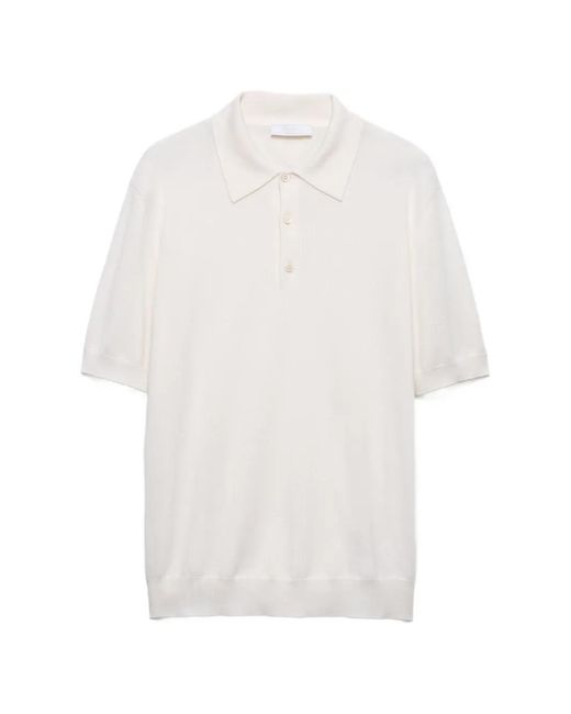 Prada White Cashmere And Silk Polo Shirt for men