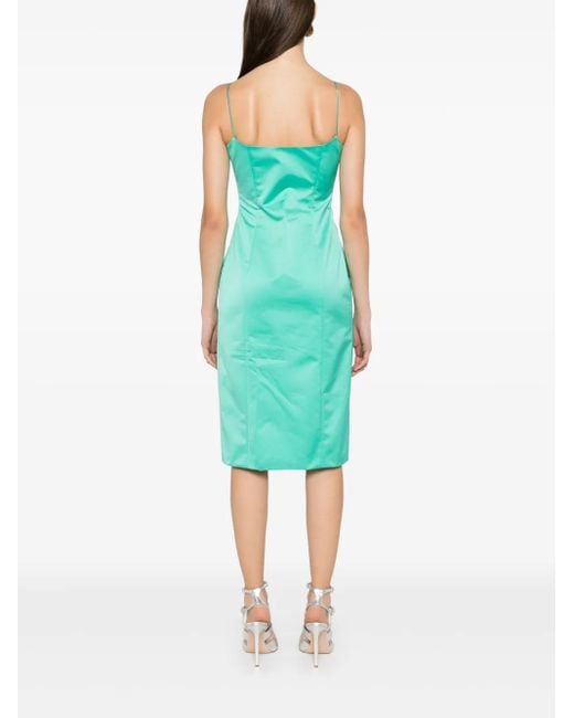 Blumarine Blue Satin Midi Dress