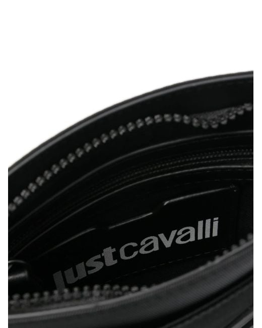 Just Cavalli Black Appliqué-logo Canvas Bag for men