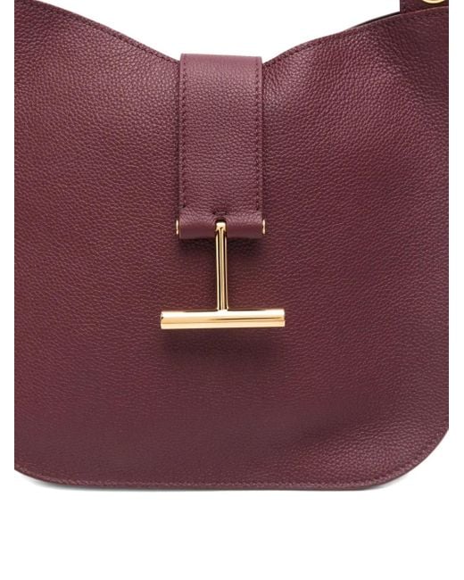 Bolso de hombro pequeño de piel con detalle en T Tom Ford de color Purple