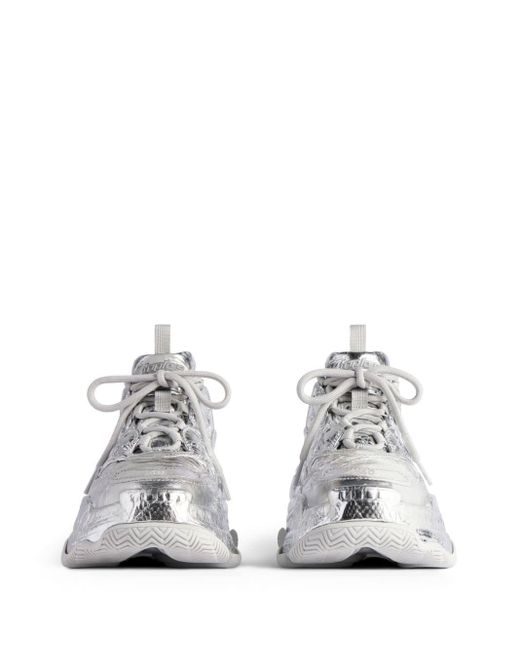 Balenciaga White Triple S Leather Sneakers for men
