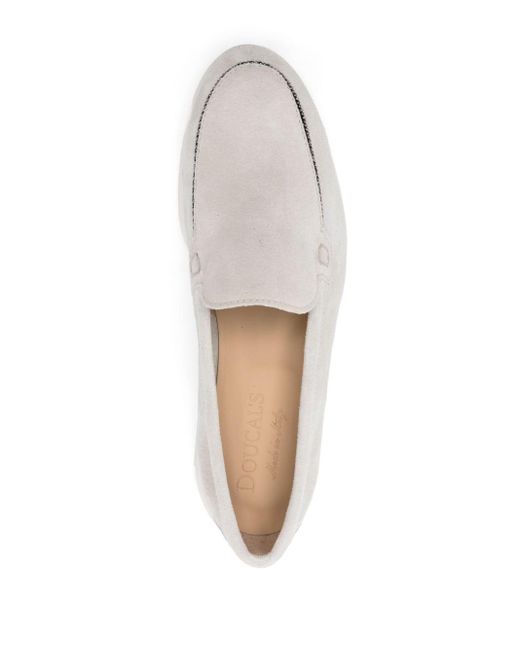 Doucal's White Chain-link Detailed Suede Loafers