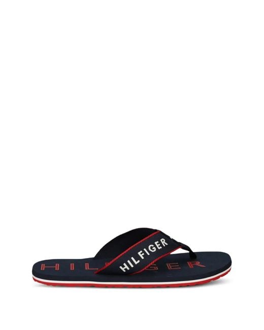 Tommy Hilfiger White Logo-Print Flip-Flops for men