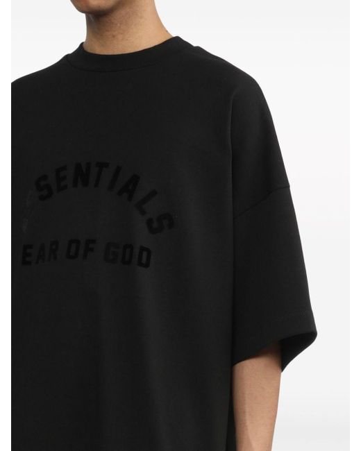 Fear Of God Black Logo-print Cotton T-shirt for men