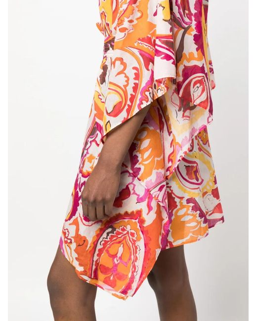 Twinset White Floral-Print Belted-Waist Dress