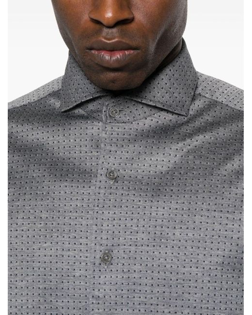 Canali Gray Jacquard Cotton Shirt for men