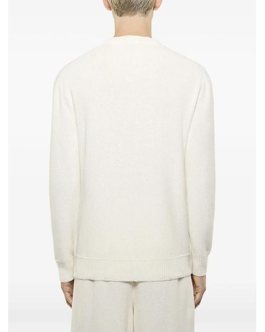 Laneus White Boxy Fit Jumper for men