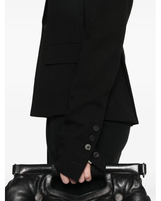 Rick Owens Black Single-Breasted Virgin Wool Blazer