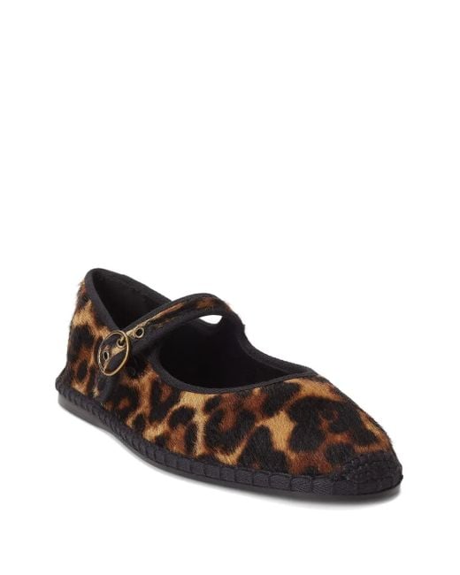 Polo Ralph Lauren Brown Leopard-print Ballet Flats