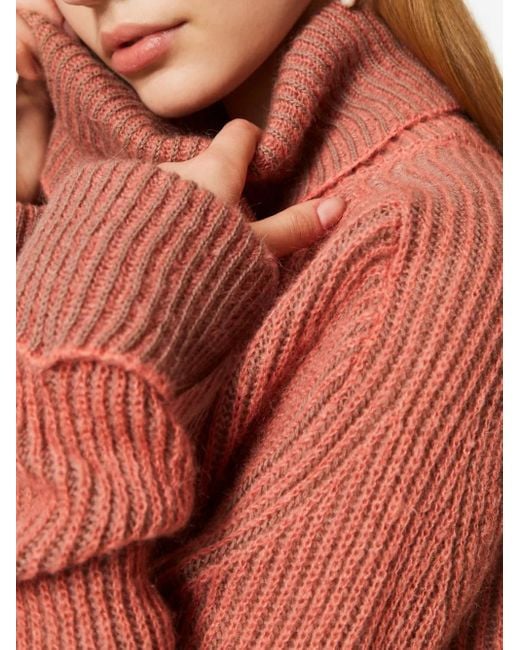 Twinset Pink Gerippter Rollkragenpullover