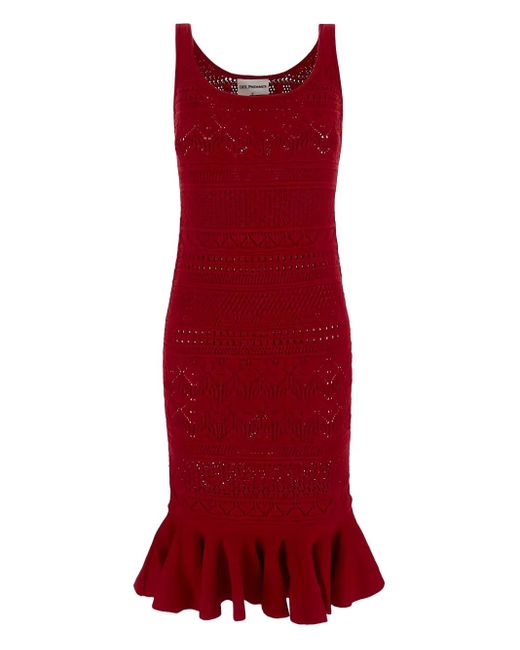 Des Phemmes Red Gehäkeltes Kleid