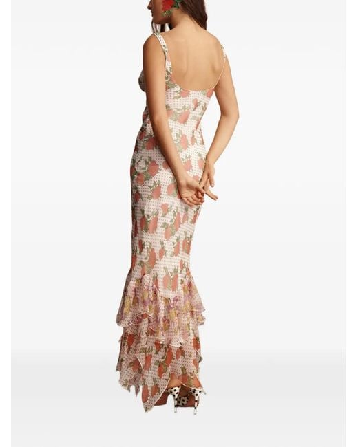 Donde Esteban Natural Floral-Print Ruffled Maxi Dress