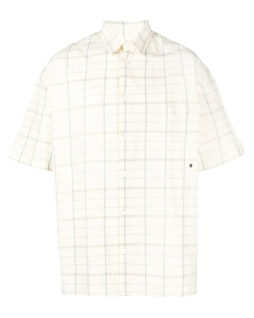Etudes Studio White Plaid-Check Print Shirt for men
