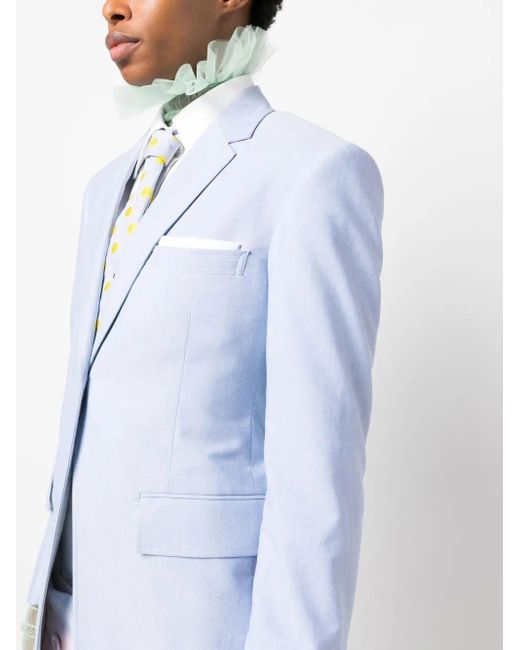 Thom Browne Blue Single-Breasted Cotton Blazer
